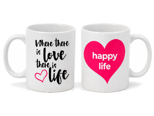 Taza personalizada de cerámica de 325 ml con medidas aproximadas de 9,5 x 8 cm.