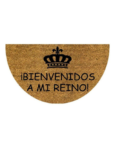 Felpudo de coco semicircular "Bienvenidos a mi reino".