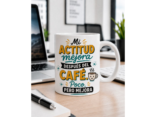 Taza Mi actitud mejora después del café. 2