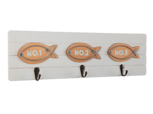 Colgador de llaves de madera MDF con 3 peces numerados y 6 ganchos.