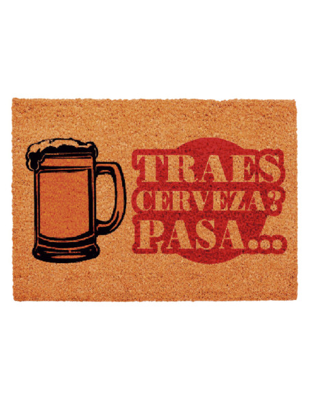 Divertido felpudo: ¿Traes cerveza? Pasa...  rojo