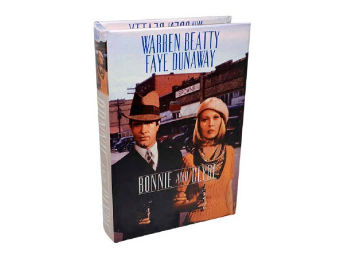 Caja de seguridad con forma de libro Bonnie and Clyde, compartimento metálico interior y cerradura con llave.