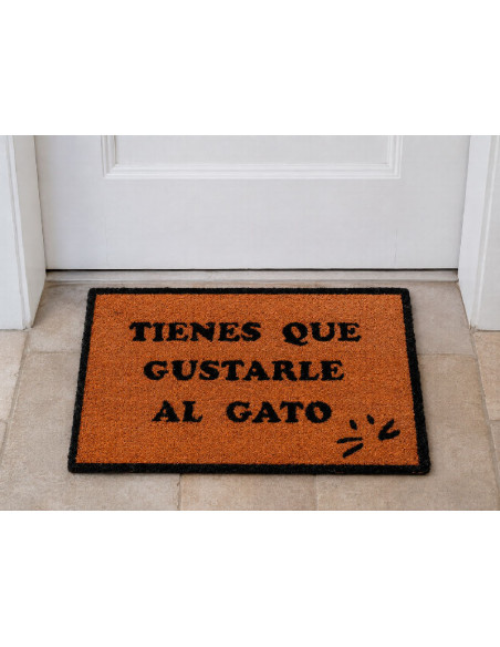 Felpudo Tienes Que Gustarle Al Gato en la puerta