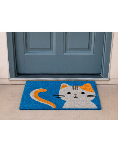 Felpudo Gato Fondo Azul - Regalos Gatunos - Felpudos Gatos