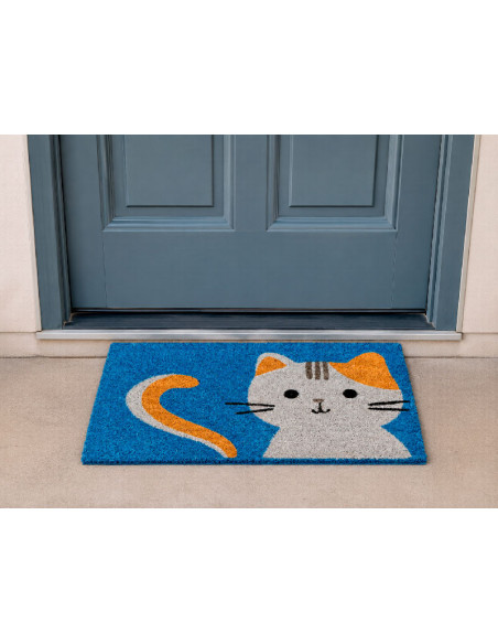 Felpudo Gato Fondo Azul - Regalos Gatunos - Felpudos Gatos