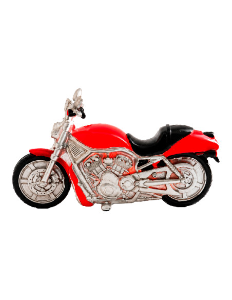 Lámpara decorativa de resina con forma de motocicleta roja.