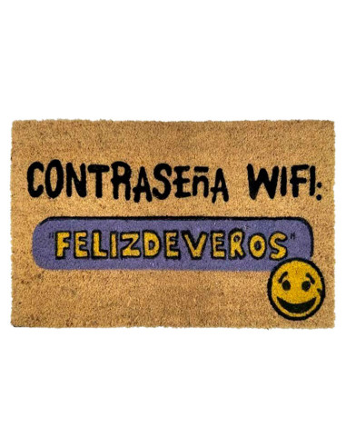 Felpudo con frase Contraseña WiFi Felizdeveros.