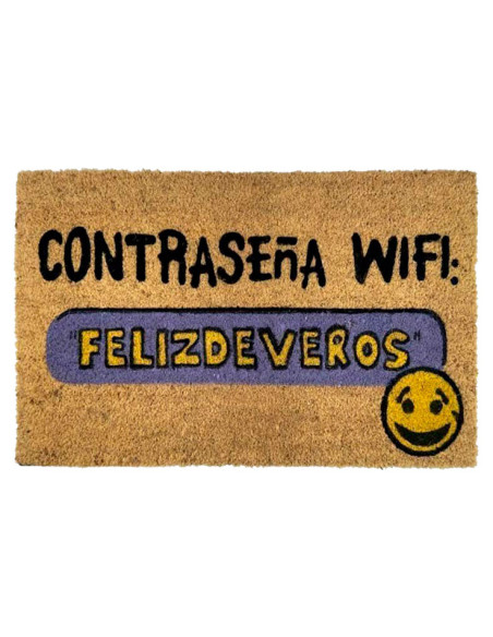 Felpudo con frase Contraseña WiFi Felizdeveros.