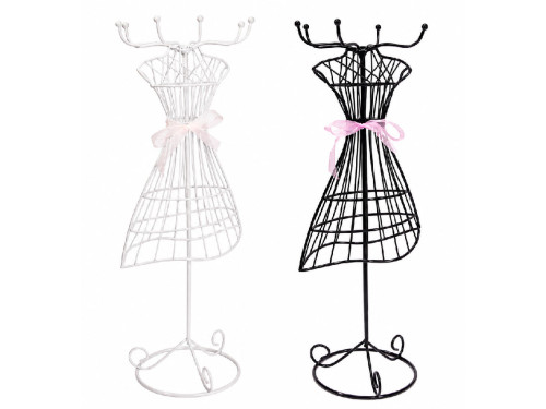 Maniquí joyero de metal con lazo para organizar pendientes, collares y pulseras.