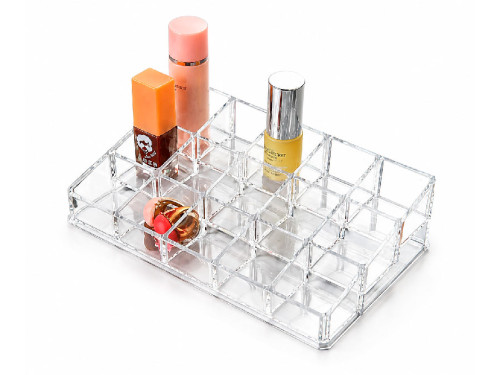 Organizador de cosméticos transparente de acrílico con 15 compartimentos.