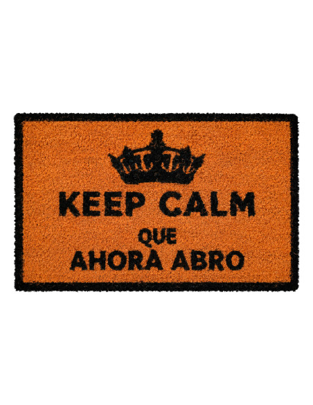 Felpudo de fibra de coco con corona y frase Keep Calm que ahora abro.
