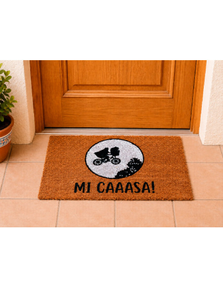 Felpudo “Mi caaasa” luna en la puerta de casa