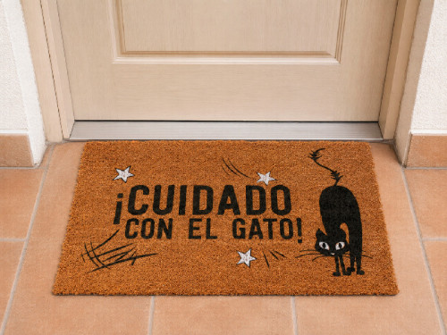 Felpudo Cuidado Con El Gato 2