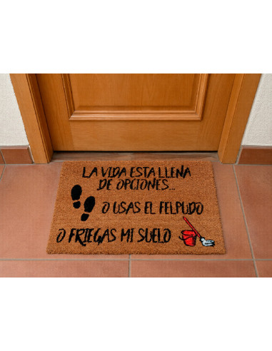 Felpudo Friegas Mi Suelo en la puerta de casa