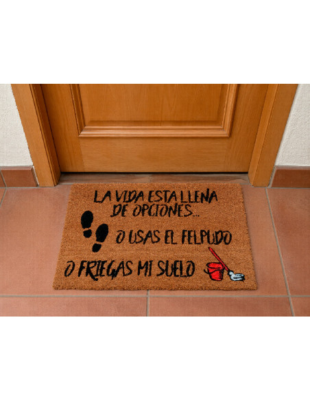 Felpudo Friegas Mi Suelo en la puerta de casa
