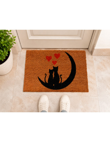 Felpudo Gatos Luna en la puerta