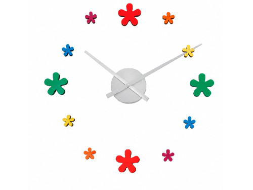 Reloj adhesivo de pared con flores multicolor