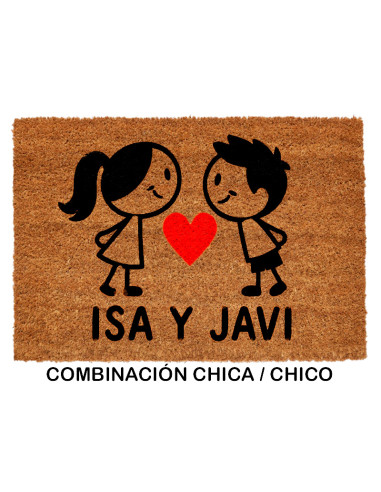 Felpudo personalizado pareja combinación chica chico