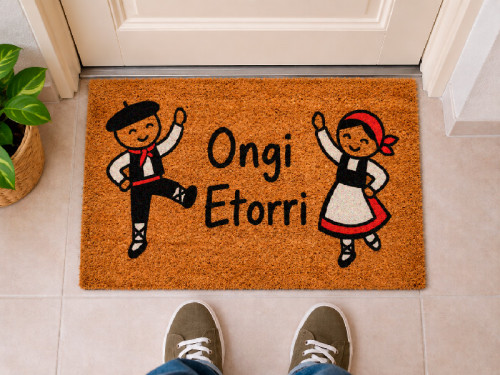 Felpudo Ongi Etorri con dantzaris 60 x 40 cm 2