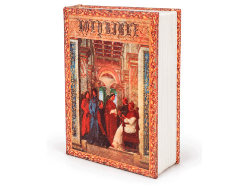 Libro caja fuerte decorativo con diseño de monjes y cierre con llave 2