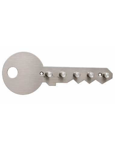 Cuelgallaves de metal con forma de llave y varios ganchos.